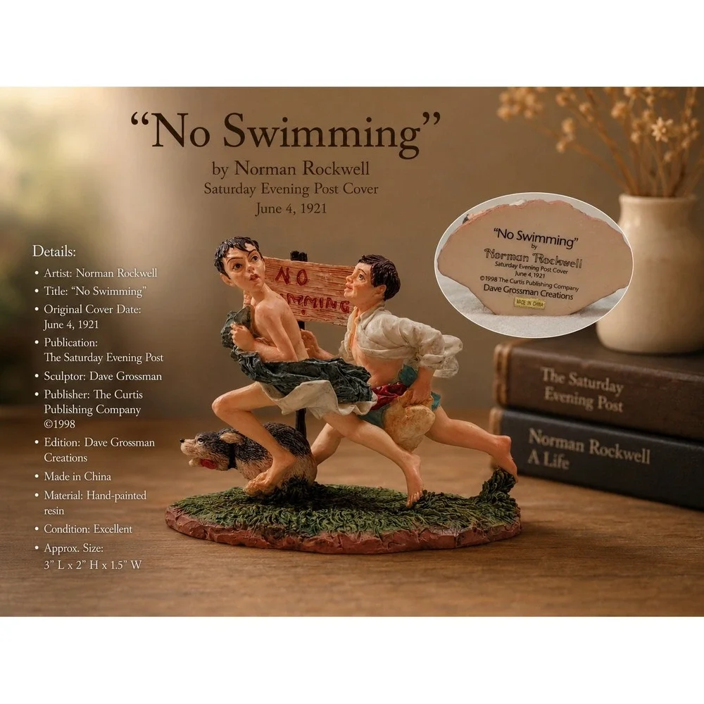 Norman Rockwell No Swimming Figurine Dave Grossman Creations Sat Evening Post